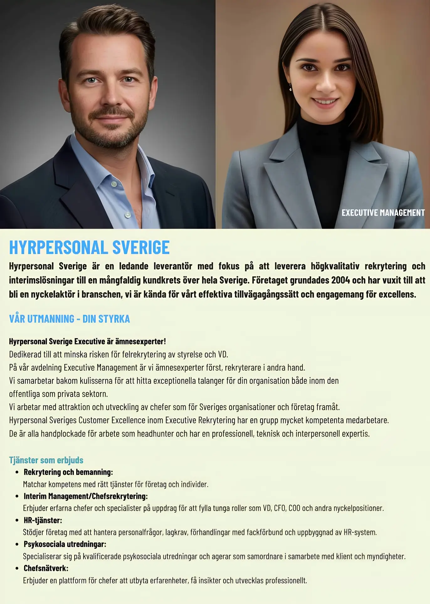 Omslag folder om Hyrpersonal Tjänster Omslag folder om Hyrpersonal Tjänster